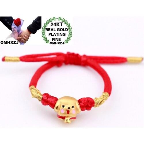 OMHXZJ CA320 Wholesale European Fashion Party Birthday Wedding Gift Baby Dog Bracelet DIY Accessories 24KT Gold Pendant Charm
