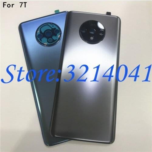 Original Glass 6.55" For Oneplus 7T Battery Cover Rear Door With Camera Lens Glass Replacement Part Back Cover +Adhesive