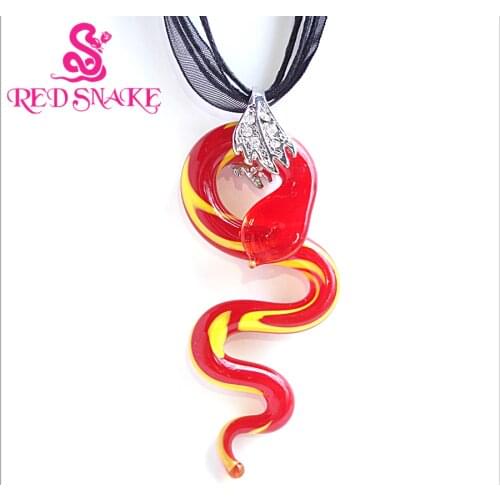 RED SNAKE Fashion Murano Glass streamlined innervation Snake Pendant Necklaces