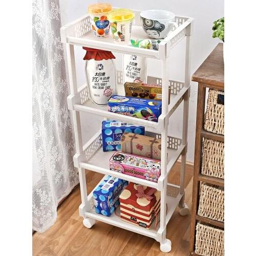 Toilet Shelf Floor Multi-layer Bathroom Storage Shelf Plastic Household Wheeled Kitchen Trolley Sorting Rack