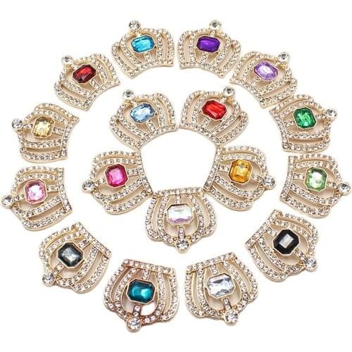 ZMASEY 5Pcs new 30x31MM alloy rhinestone flat back buttons, DIY handmade clothing hair accessories romantic wedding decoration