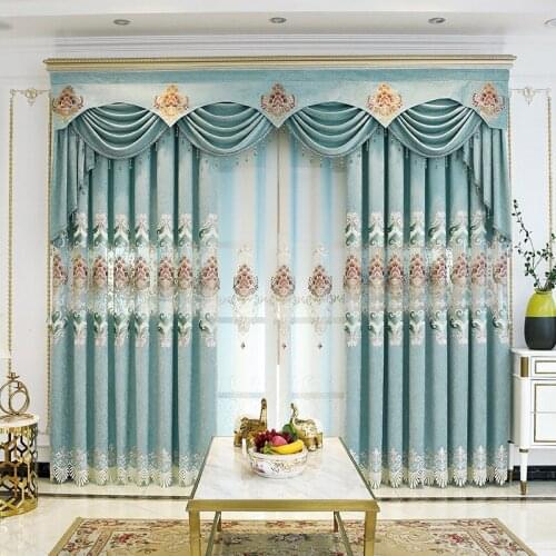 European Style Embroidered Curtains High-end with Velvet Embroidered Curtains Tulle for Living Room Bedroom Curtains Custom