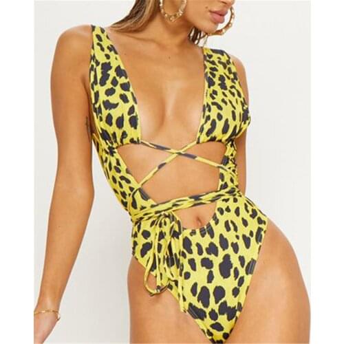 Swimsuit One Piece Womens Swimwear Sexy Bathing Suit Snake Printing Halter Bandage One-piece Suits Cut Swim Bodysuit Monokini