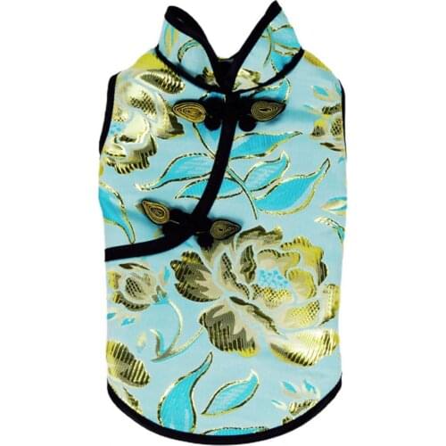 Dog Cheongsam Sleeveless Chinese Style Fabric Puppy Fashion Tang Suit for Daily Wear Dog Supplies Dresses