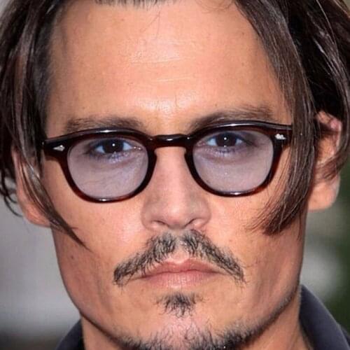 New Fashion Johnny Depp Rivet Round Sunglasses Clear Tinted Lens Party Candy Color Rice Nail Sun Glasses Men Women Oculos De Sol