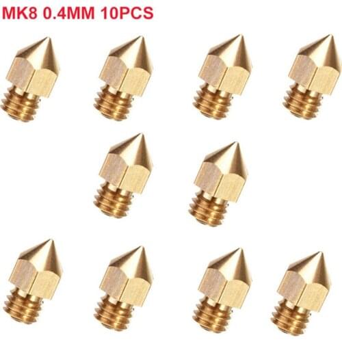 10pcs 0.2 0.3 0.4 0.5 0.6 0.8 1.0 mm MK8 Extruder Nozzle 1.75mm 3.0mm for 3D Printer Makerbot Anet A8 Creality CR-10 CR-10S S4