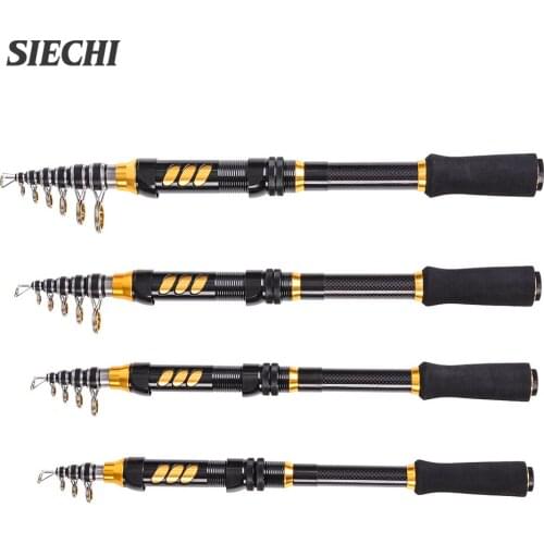 SIECHI NEW 1.5m/1.8m/2.1m/2.4m Telescopic Spinning Fishing Rod Carbon telescopic fishing rod boat fishing rod