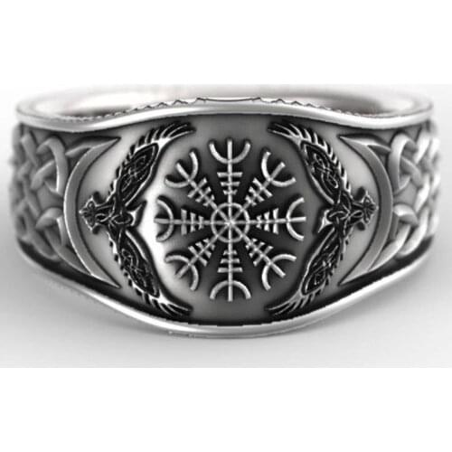 Handmade Vintage Viking Nordic Slavic Pagan Amulet Finger Ring Hip Hop Party Swords Compass Ring Women Men Gift Jewelry