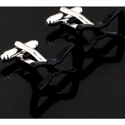 Jewelry Black tie metal Brand Cuff Buttons French Bow design Shirt Cufflinks For Mens Fashion Cuff Links for programmers gift
