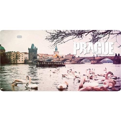 【YZFQ 】30X15CM Prague Castle Old Town Square Praha City Travel Souvenir Vintage Metal Sign Bar Wall Home Shop Decor DC-1212B