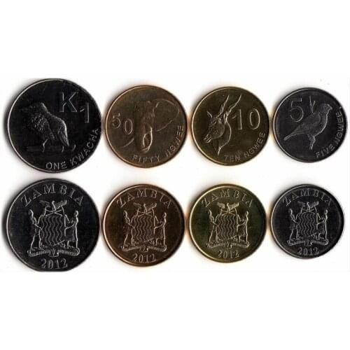Zambia 4 Pieces Set Coins Africa New Original Coin Unc Collectible Edition Real Rare Commemorative 2012 Edition