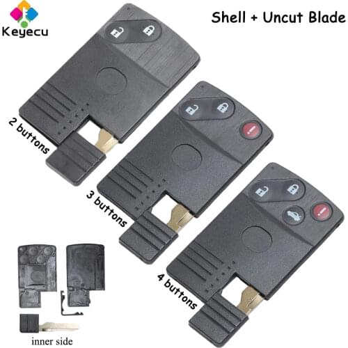 KEYECU Replacement Smart Card Remote Key Shell- 2/ 2+1/ 3/ 3+1/ 4 Buttons& Uncut Blade-FOB for Mazda 5 6 CX-7 CX-9 RX8 Miata MX5