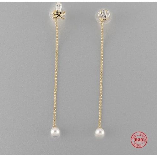 2020 New Fashion Charm Sterling Silver Original 1:1 Copy, Pearl Long Paragraph Wild Elegant Earrings Women Luxury Jewelry Gifts