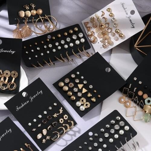 2021 New Fashion Imitation Pearl Hoop Drop Stud Earrings For Women Statement Geometric Gold Metal Earrings Trendy Jewelry Gift