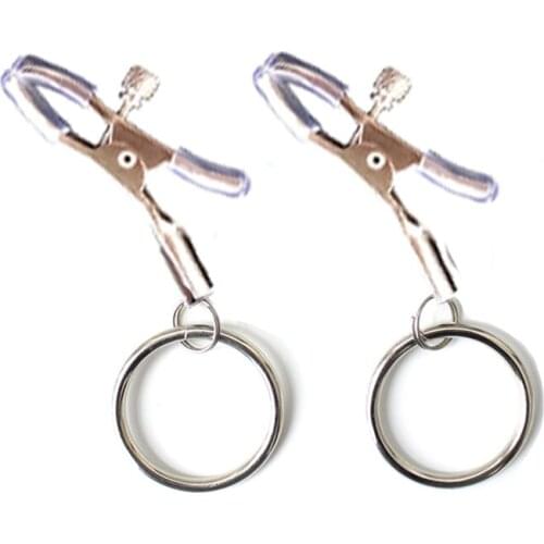1 Pair Nipple Clamps Metal cilp With Chain Clips Flirting Teasing Sex Flirt Bondage Kit Slave Exotic Accessories