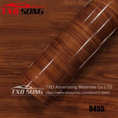 10/20/30/40/50/60CM*152CM PER LOT High Glossy Car Interior Wood Textured Grain Vinyl Wrap Sticker Decals