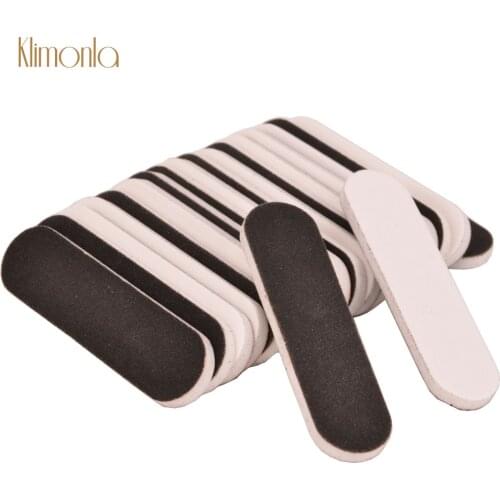 100pcs Double-sided Nail Files Disposable Mini Nail File Portable Pedicure Buffer 180 /240 grit Black White Manicure Tools