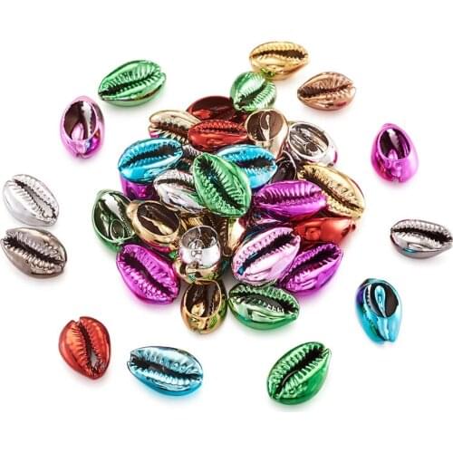 100pcs Electroplated Cowrie Shell Beads Small Shell Pendants DIY Handmade Charm Necklaces Bracelet Earring Jewelry Making