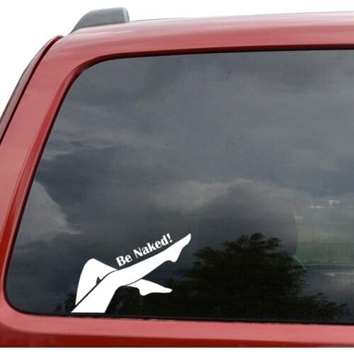 14.3*8.1CM Funny Car stickers Sexy Woman Legs Be Naked Quote Decal Car Window Vinyl Waterproof Sticker Black/Silver C20-0088