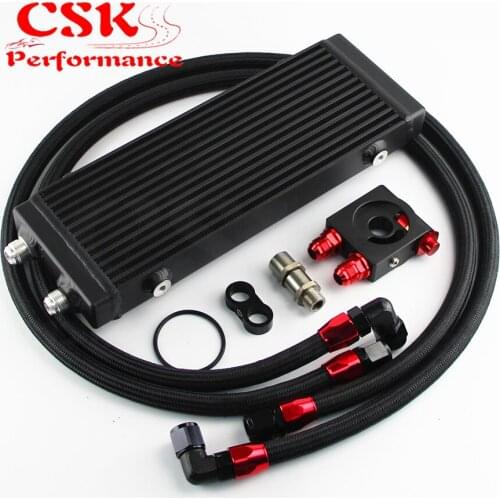14"x5.5"x1.58" Core Medium Dual Pass Bar & Plate Oil Cooler thermostatic Filter Adapter Hose Kit