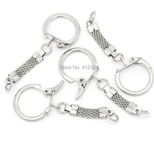 150Pcs Silver Tone Metal Key Chains Key Rings With Chain Jewelry Findings Component Charms 6.2cm