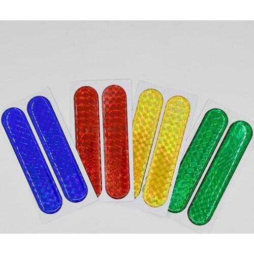2pcs Car Reflective Sticker Car Door Stickers Decal Warning Reflective Tape Strips 4 Colors Safety Mark Auto Reflector Stickers