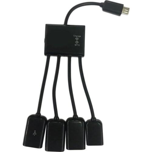 4 in 1 Ports Micro USB HUB Adaptor with Power Charging OTG Hub Host Cable Cord Adapter for Android SmartPhones Tablets