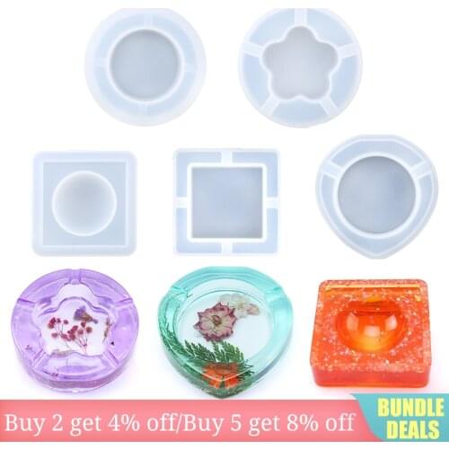 6 Types Transparent Ashtray Mold Epoxy Resin Jewelry Making Tools Round Square Ashtray mould UV Resin Christmas Gifts Craft DIY