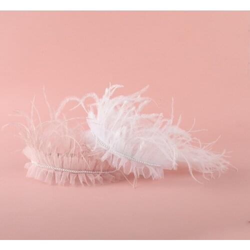 Boutique 12pcs Fashion Pearl Feather Hairbands Gauze Tiaras Hair Sticks Princess Headwear Party Hair Accessories for Girls