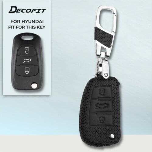 Genuine Leather Key Cover for Kia Ceed Picanto Sportage Hyundai i20 i30 ix35 3 Buttons Car Case Remote Key Fob Keyless Shell