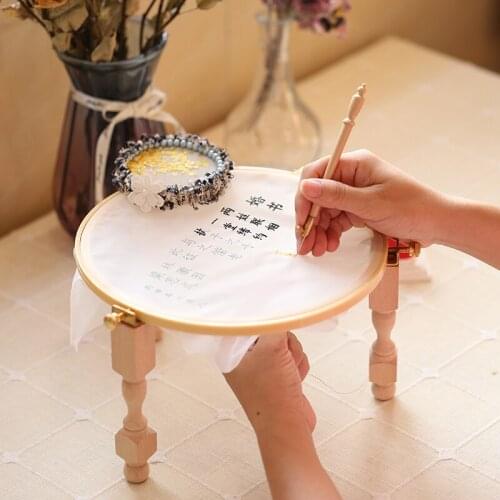 Wood Embroidery Hoop Stand DIY Handmade Cross Stitch Hoop Set Embroidery Ring Frame Portable Embroidery Tools