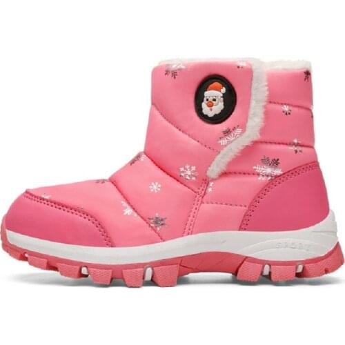 Baby Christmas Santa Claus Kids Snow Boots for Girls Boys Snow Waterproof Shoes Children Non-slip Leather Boots Warm Shoes 2021