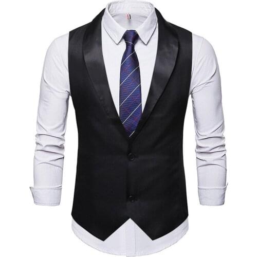 Mens Slim Fit Suit Vests V-neck Formal Business Shawl Collar Dress Suit Waistcoat Men Wedding Groom Tuxedo Vest Chaleco Hombre