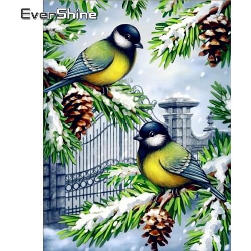 EverShine Diamond Embroidery Animal Diamond Mosaic Full Drill Square Winter Bird Picture Rhinestones Painting Home Decor