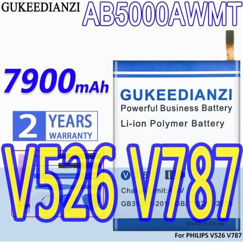 High Capacity GUKEEDIANZI Battery AB5000AWMT 7900mAh For PHILIPS V526 V787