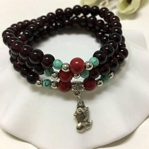 Stone Beads Tibetan Stone Beads Stretch Bracelet For Men Women Yoga Chakra Chakra Imitation Garnet Bracelet 1pcs random color