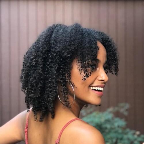 Classic Plus 12 Inch Afro Kinky Curly Wig Synthetic Short Curly Wigs With Bangs Mixed Black and Red Curly Wigs for Black Women