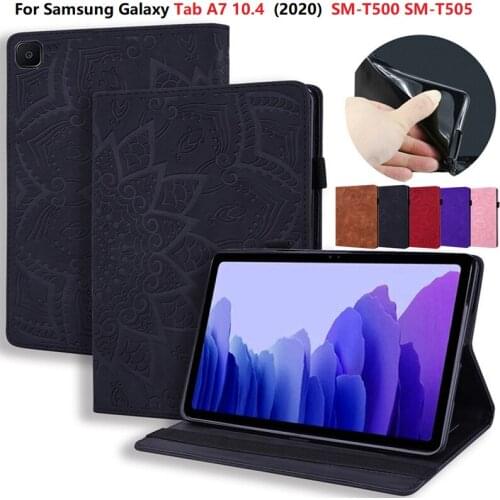 Leather Case for Samsung Galaxy Tab A7 10.4 Case 2020 SM-T500 SM-T505 Tablet Wallet Cover Embossed Funda for Galaxy Tab A7 Cover