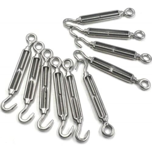 Stainless Steel European Style Hook & Hook M6 Turnbuckles Adjustable Wire Rope N0PA
