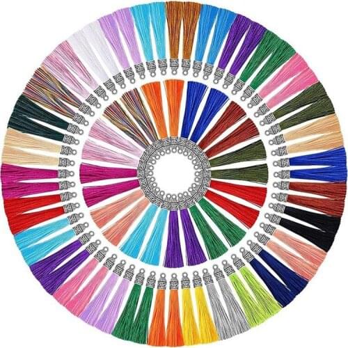 Tassels for Jewelry Making, 100 Pieces Keychain Tassel Charms Silky Handmade Tassels Bulk for Resin DIY Crafts