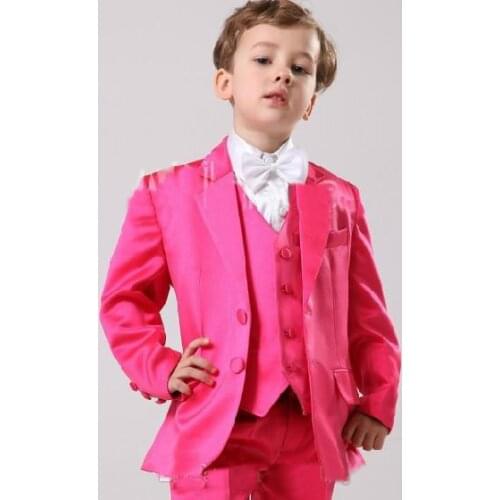 Fashion boys suits Two Buttons Tuxedos Notch Lapel Children Suit Pink Kid Wedding/Prom Suits/Boys Formal Wear Tuxedo/Kid Blazer