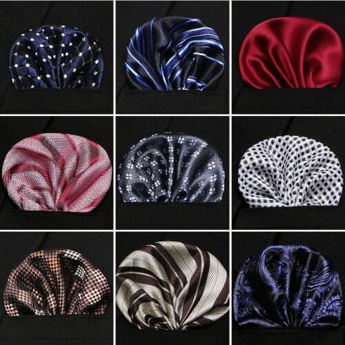 Mens Wedding Pocket Square Silk match for Suit Tie Mens Handkerchief Accessories Jacquard Solid Dots Stripes Pattern