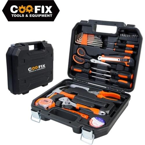 COOFIX 130PCS General Hand Tool Set Household Repair Hand Tool Kit with Plastic Toolbox Storage Case Socket Wrench Screwdriver