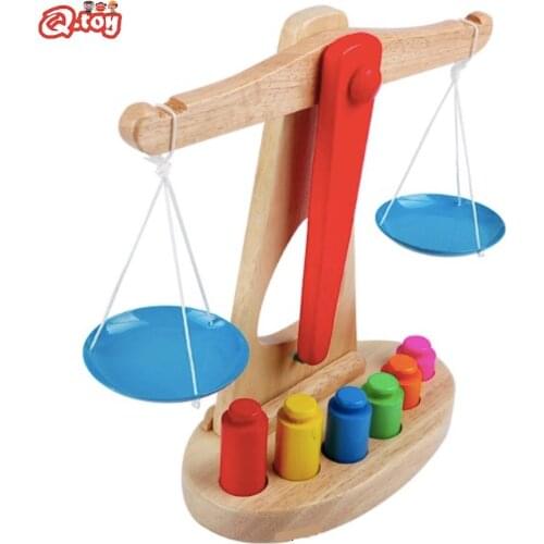 New Montessori Educational Toy Small Wooden New Balance Scale Toy With 6 Weights For Kids baby toddler Christmas New year gift