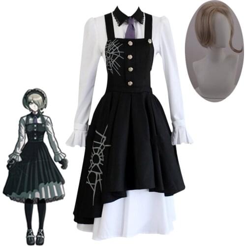 New Danganronpa V3: Killing Harmony Tojo Kirumi Cosplay Costume Japan Game Anime Maid Dress Suit Halloween Costume Wig C180K242