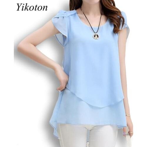 New Summer Women Blouse Loose Shirt O-Neck Chiffon Female Short Sleeve Blouses Plus Size 5XL Shirts Womens Tops and blouses Top