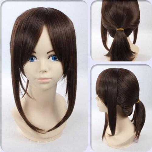 Attack on Titan Ymir Cosplay Wig Brown Short Ponytail Aurgelmir Heat Resistant Synthetic Hair + Wig Cap Halloween Party Wig