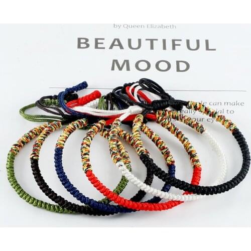 Charm Tibetan Buddhist Colorful Red Navy Thread Bracelet Women Men Lucky Rope Handmade Bracelets Bangles Boho Jewelry Lover Gift