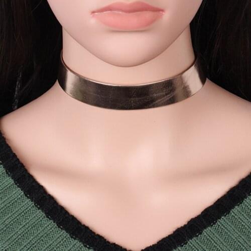 Poputton Leather Chokers Necklaces for Women Collier Femme Female Collar Rose Gold Silver Color Chain Choker Necklace 2020
