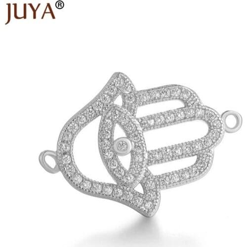 Luxury Jewelry making supplies Evil Eye Hamsa Hand Connectors fit Bracelets Necklace Findings Accessories DIY Craft 26mm*17mm